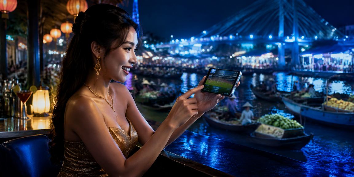 Lễ hội cộng đồng Cần Thơ với màn hình hiển thị kết quả xổ số và jackpot trực tuyến